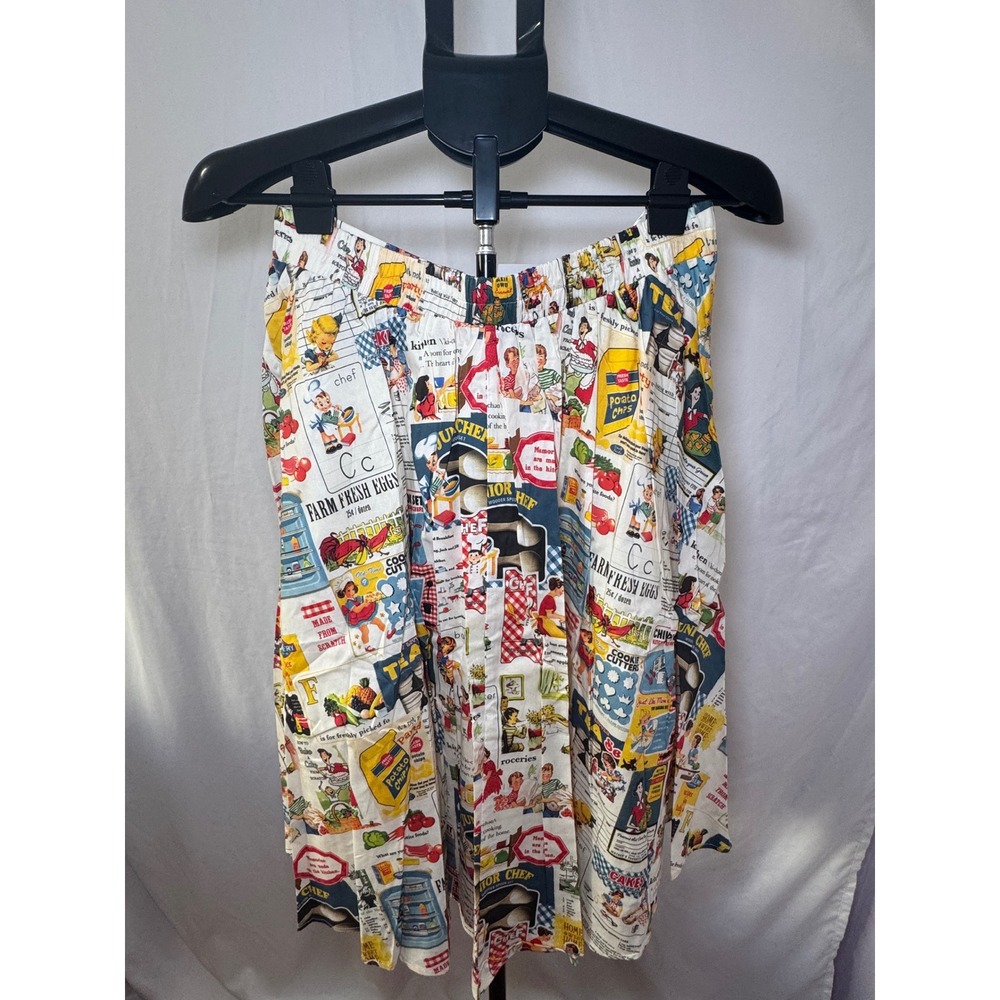 Tulip B Midi Skirt Womens Large Cream Novelty Kitchen Print NWT Retro Aesthetic - Picture 2 of 7